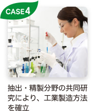 CASE4 抽出・精製分野の共同研究により、工業製造方法を確立